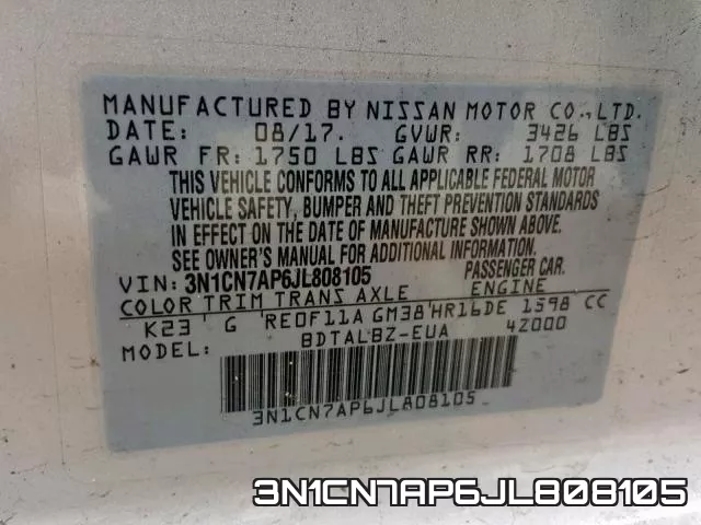 3N1CN7AP6JL808105 фото 2