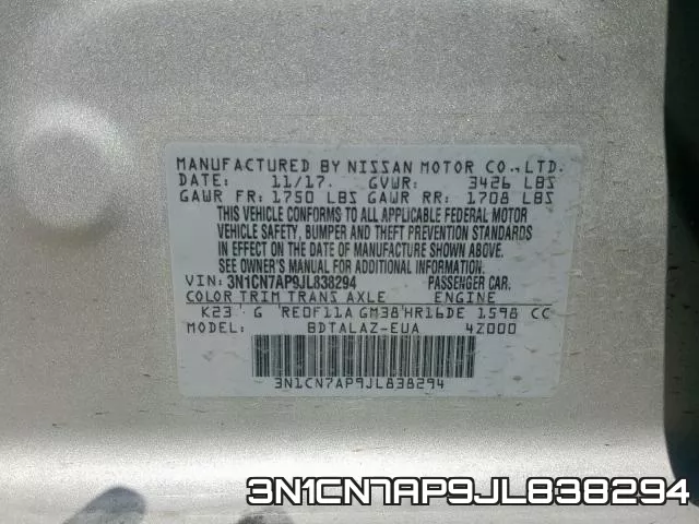 3N1CN7AP9JL838294 фото 2