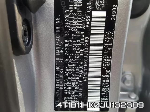4T1B11HK0JU132389 фото 2