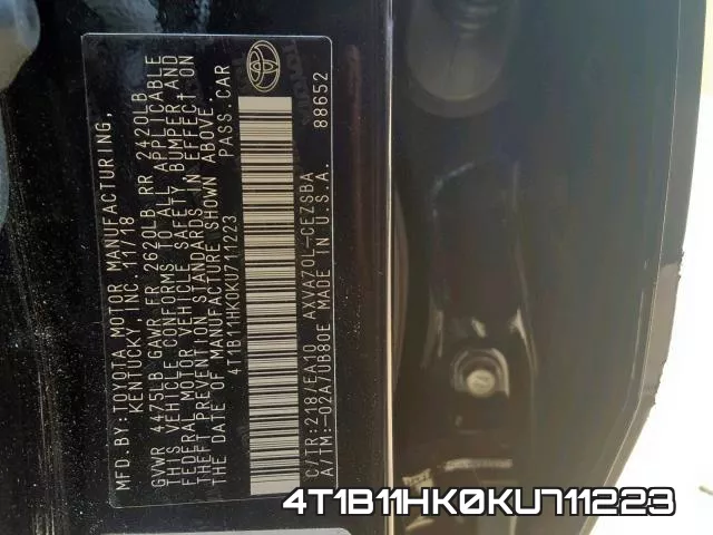 4T1B11HK0KU711223 фото 2