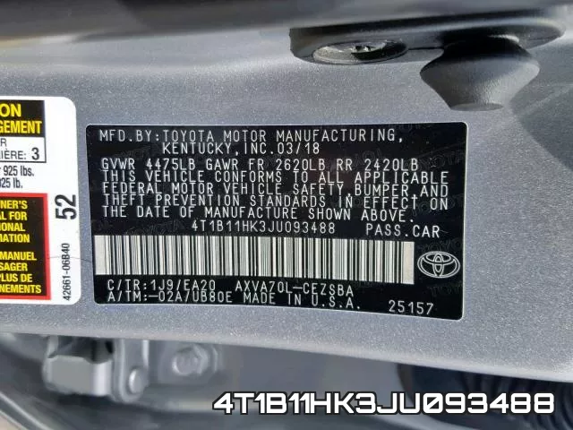 4T1B11HK3JU093488 фото 2