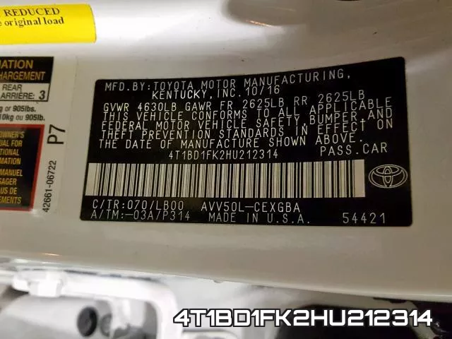 4T1BD1FK2HU212314 фото 2