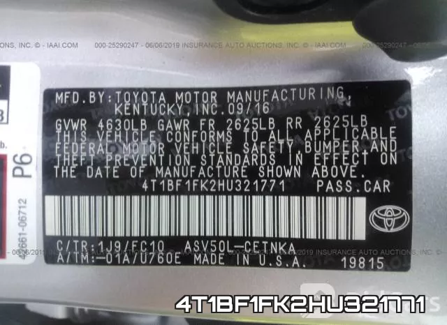 4T1BF1FK2HU321771 фото 10