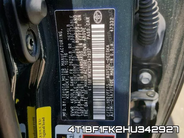 4T1BF1FK2HU342927 фото 2