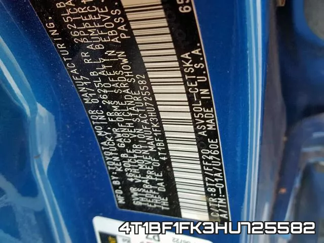 4T1BF1FK3HU725582 фото 2
