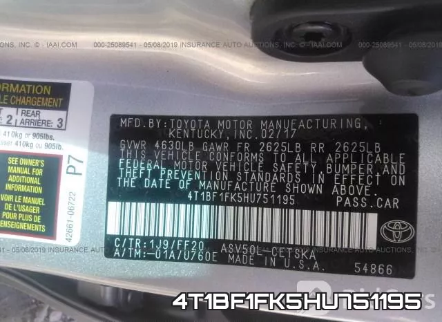 4T1BF1FK5HU751195 фото 10