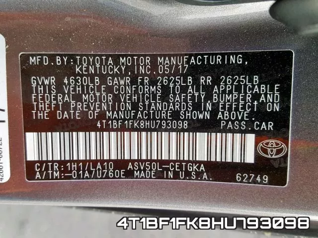 4T1BF1FK8HU793098 фото 2