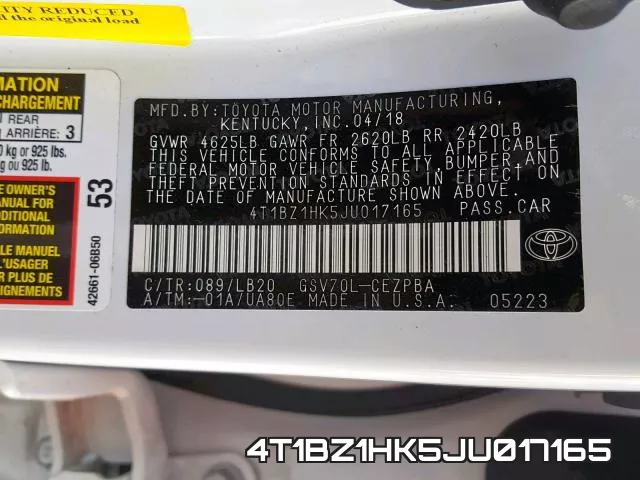 4T1BZ1HK5JU017165 фото 2