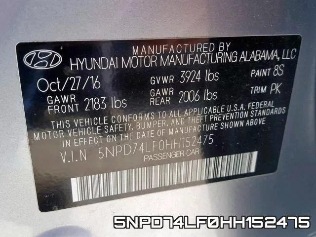5NPD74LF0HH152475 фото 2