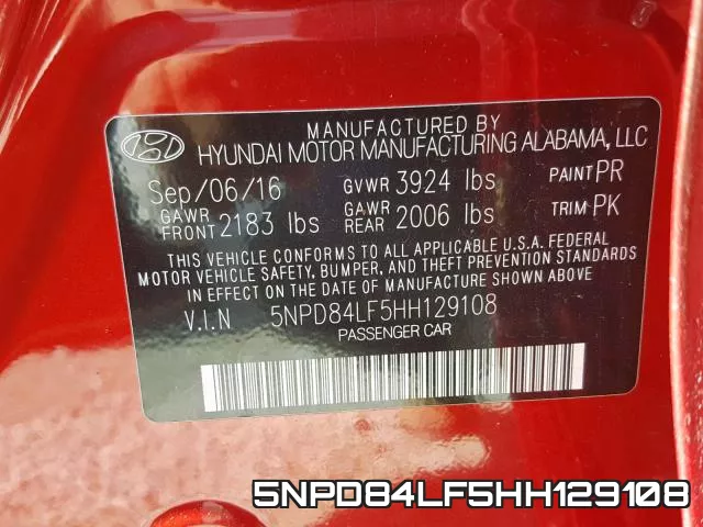 5NPD84LF5HH129108 фото 2