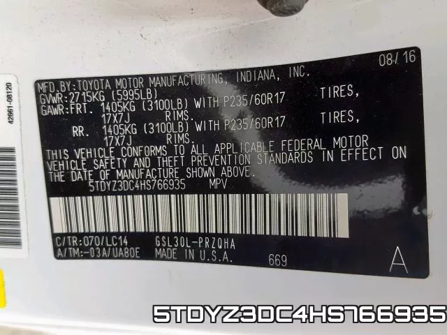 5TDYZ3DC4HS766935 фото 2