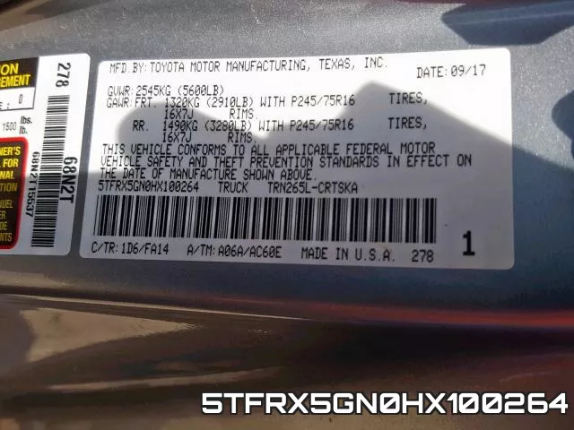 5TFRX5GN0HX100264 фото 2