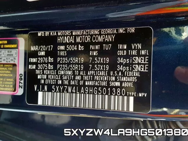 5XYZW4LA9HG501380 фото 2
