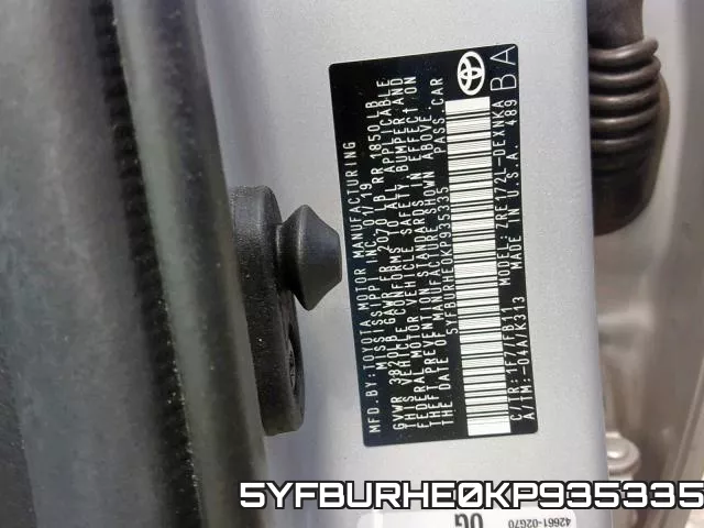 5YFBURHE0KP935335 фото 2