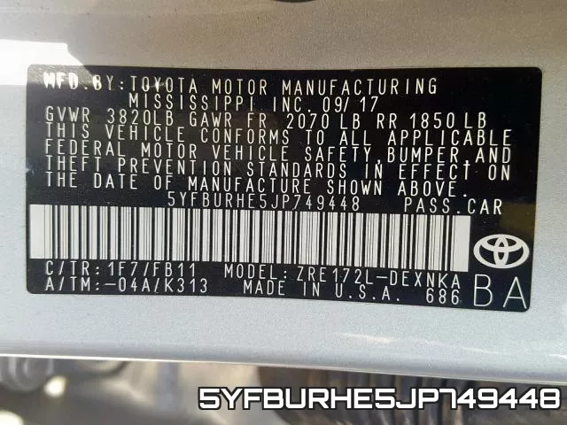 5YFBURHE5JP749448 фото 2