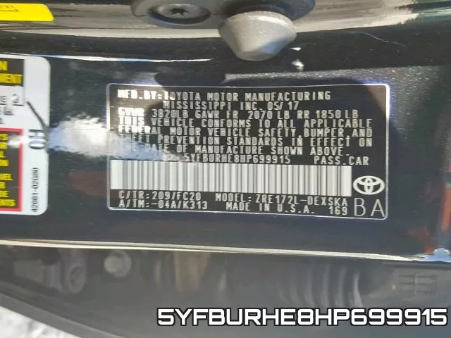 5YFBURHE8HP699915 фото 2