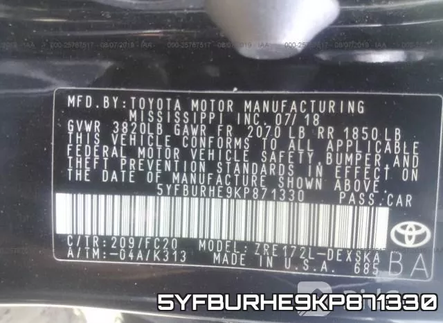 5YFBURHE9KP871330 фото 10