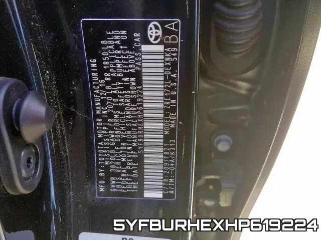 5YFBURHEXHP619224 фото 2
