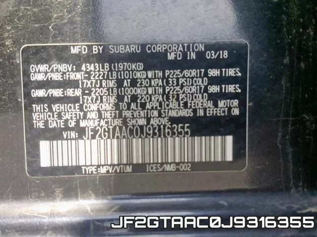 JF2GTAAC0J9316355 фото 2