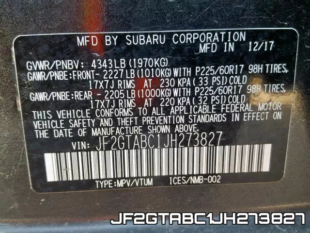 JF2GTABC1JH273827 фото 2