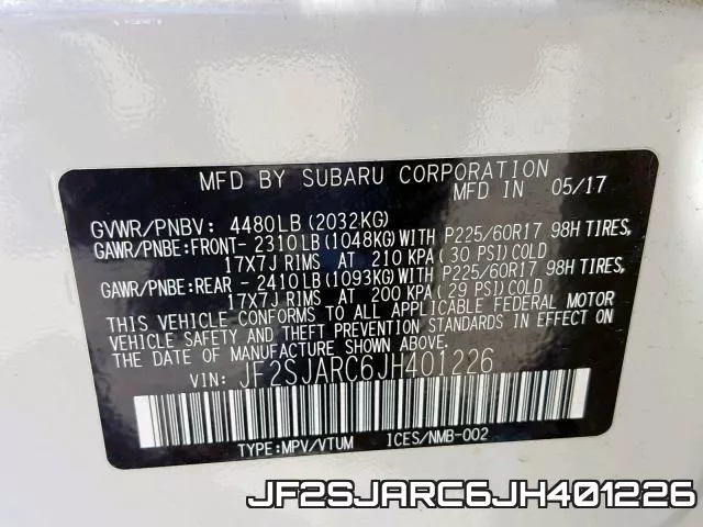 JF2SJARC6JH401226 фото 2