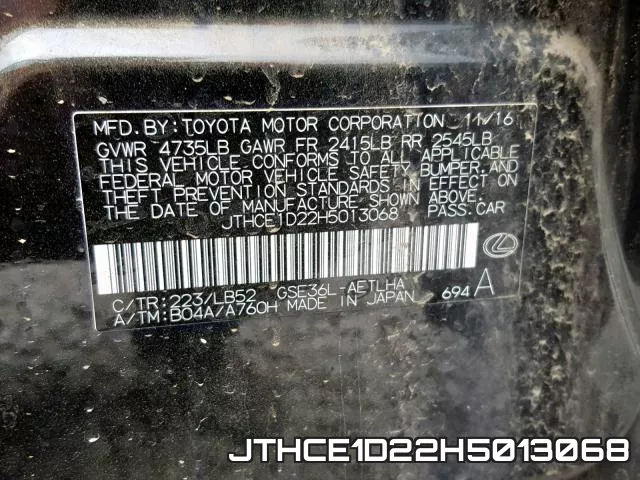 JTHCE1D22H5013068 фото 2
