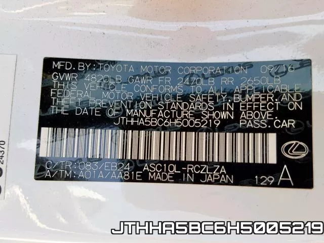 JTHHA5BC6H5005219 фото 2