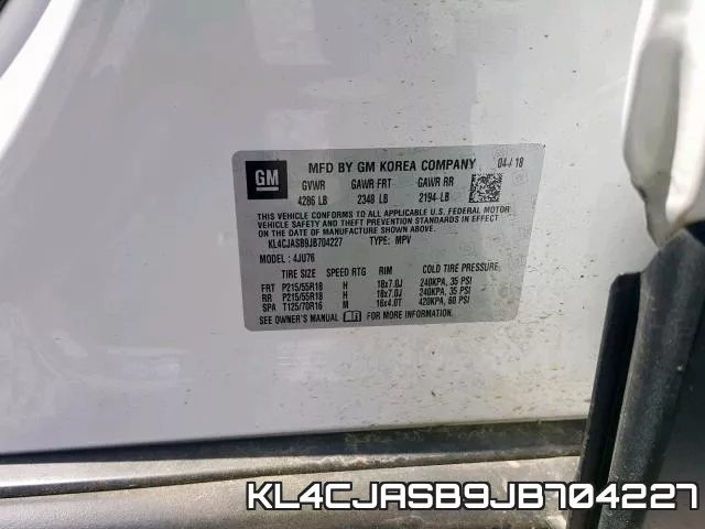 KL4CJASB9JB704227 фото 2