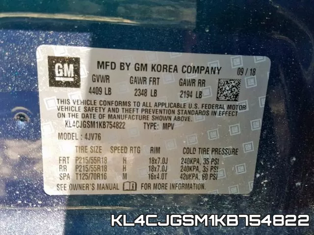 KL4CJGSM1KB754822 фото 2