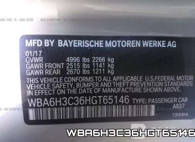 WBA6H3C36HGT65146 фото 10