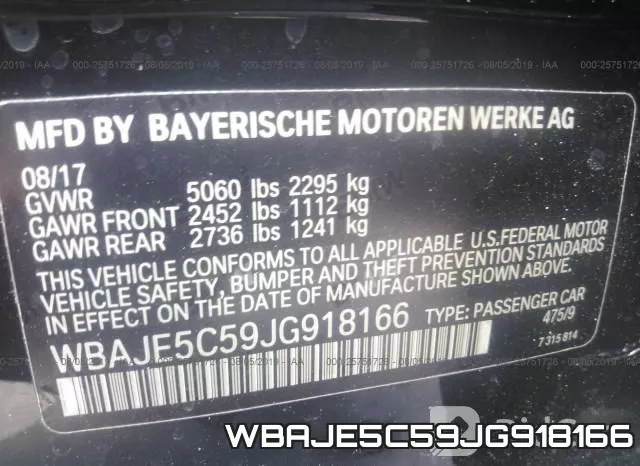 WBAJE5C59JG918166 фото 10