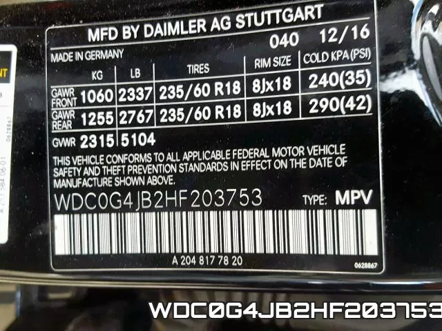WDC0G4JB2HF203753 фото 2