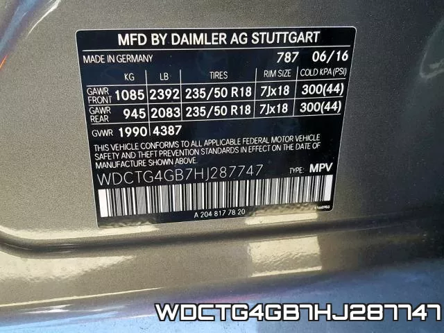 WDCTG4GB7HJ287747 фото 2