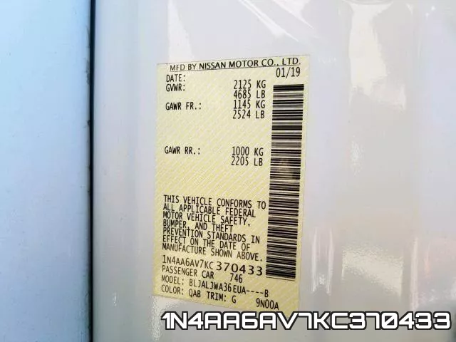 1N4AA6AV7KC370433 фото 2