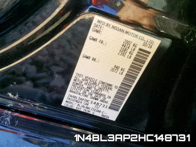 1N4BL3AP2HC148731 фото 2