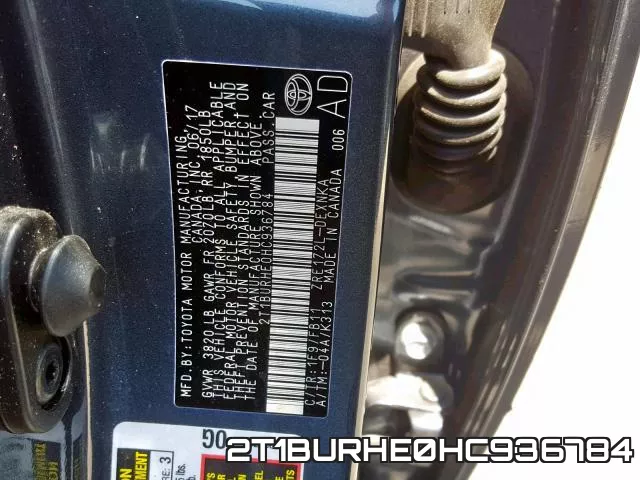 2T1BURHE0HC936784 фото 2