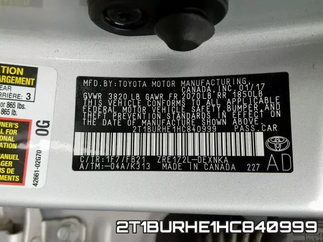 2T1BURHE1HC840999 фото 2