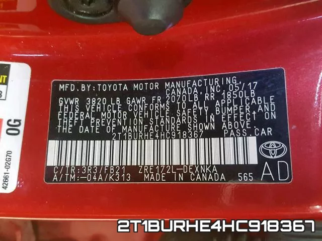 2T1BURHE4HC918367 фото 2