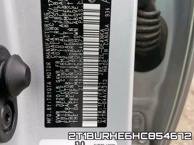 2T1BURHE6HC854672 фото 2