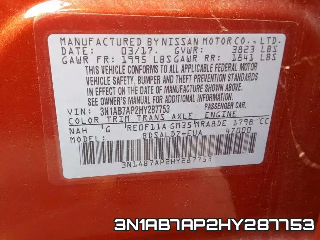 3N1AB7AP2HY287753 фото 2