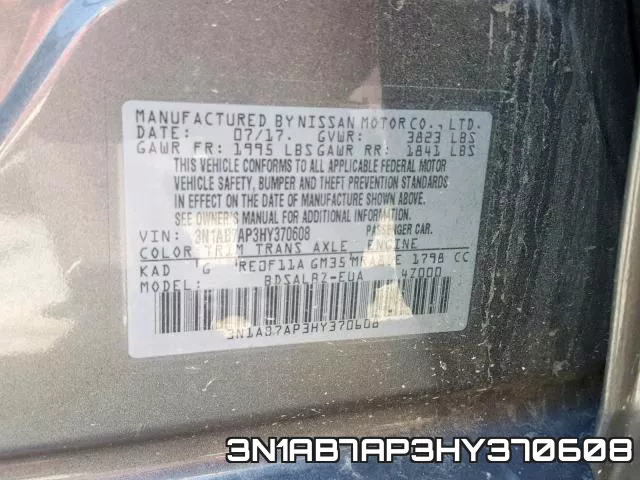 3N1AB7AP3HY370608 фото 2