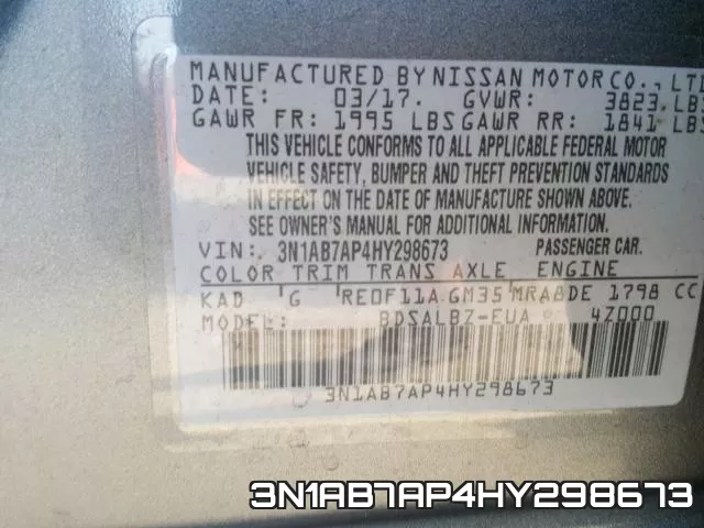 3N1AB7AP4HY298673 фото 2