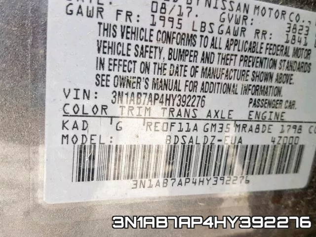 3N1AB7AP4HY392276 фото 2