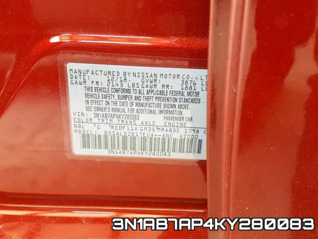 3N1AB7AP4KY280083 фото 2