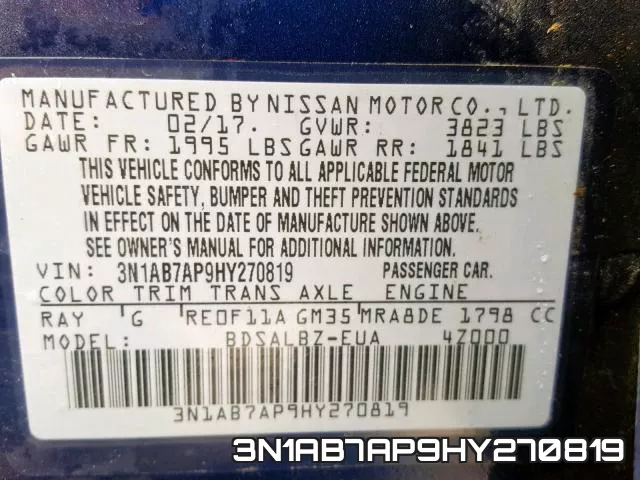 3N1AB7AP9HY270819 фото 2