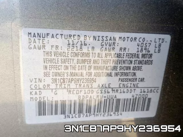 3N1CB7AP9HY236954 фото 2