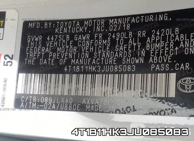 4T1B11HK3JU085083 фото 10