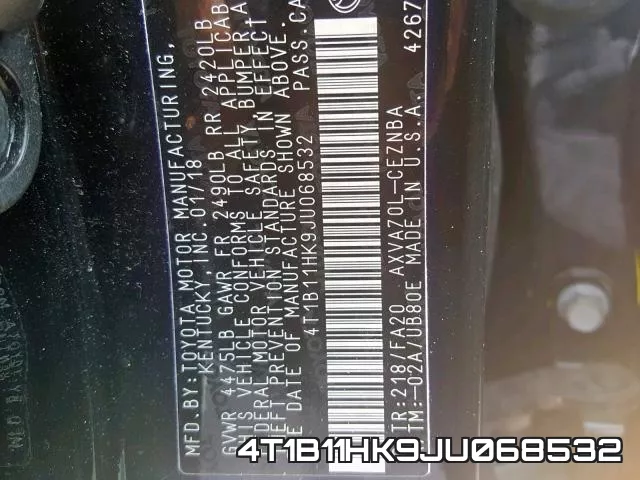 4T1B11HK9JU068532 фото 2