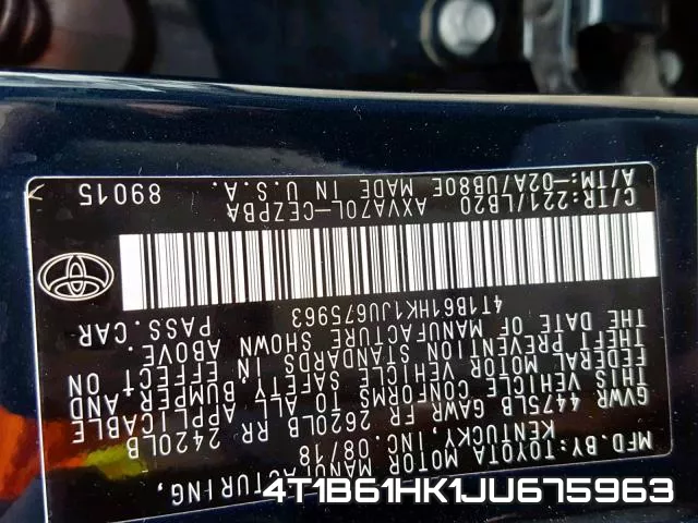 4T1B61HK1JU675963 фото 2