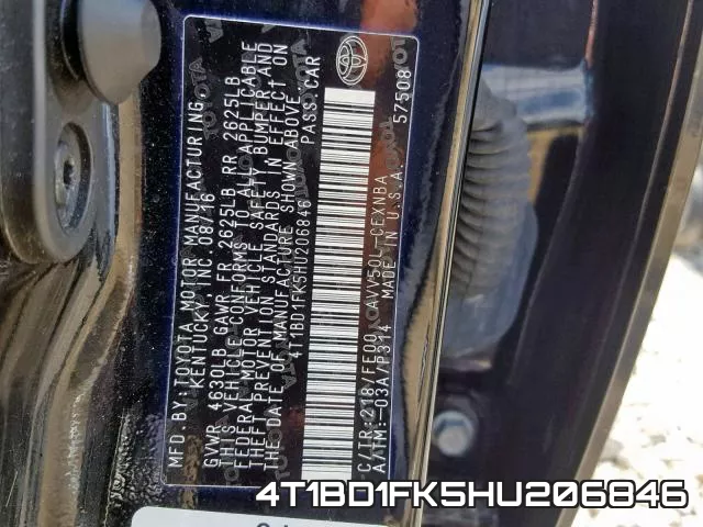 4T1BD1FK5HU206846 фото 2